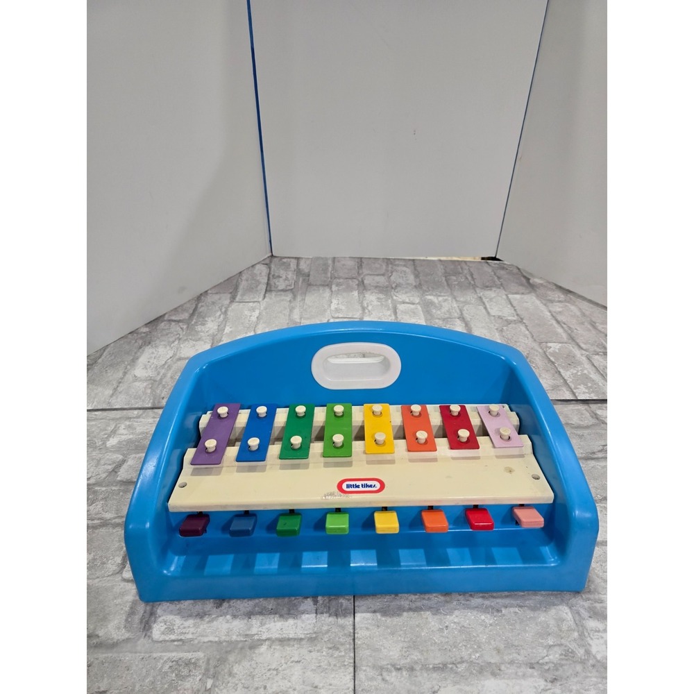 Vtg 1985 Little Tikes Kid Tap a Tune Blue Xylophone Keyboard Music Piano VIDEO